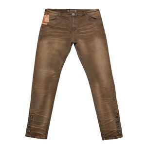 Crysp Denim Men's Denim Snap Jeans Size 42 Brown Distressed Skinny Biker NWT